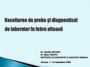 Recoltarea de probe i diagnosticul de laborator n