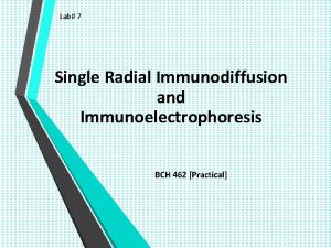 Lab 7 Single Radial Immunodiffusion and Immunoelectrophoresis BCH