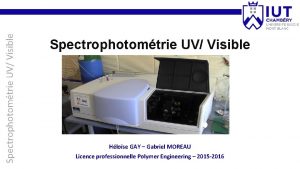 Spectrophotomtrie UV Visible Hlose GAY Gabriel MOREAU Licence