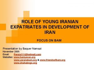ROLE OF YOUNG IRANIAN EXPATRIATES IN DEVELOPMENT OF