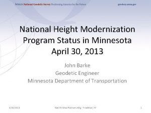 National Height Modernization Program Status in Minnesota April