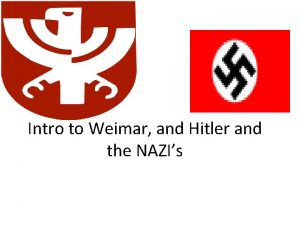 Intro to Weimar and Hitler and the NAZIs