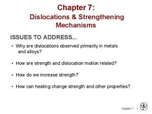 Chapter 7 Dislocations Strengthening Mechanisms ISSUES TO ADDRESS