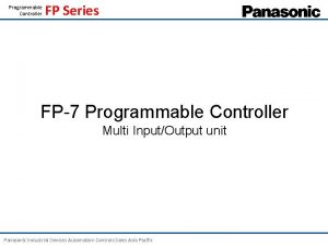 Programmable Controller FP Series FP7 Programmable Controller Multi