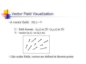 Vector Field Visualization A vector field FU V