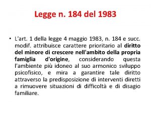 Legge n 184 del 1983 Lart 1 della