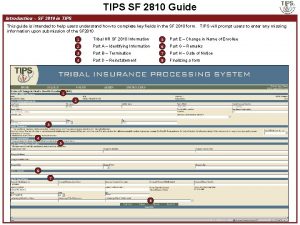 TIPS SF 2810 Guide Introduction SF 2810 in