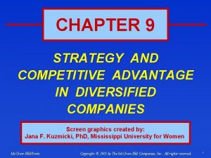CHAPTER 9 STRATEGY AND COMPETITIVE ADVANTAGE IN DIVERSIFIED