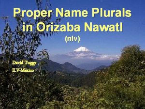 Proper Name Plurals in Orizaba Nawatl nlv David