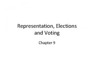 Representation Elections and Voting Chapter 9 Representation a