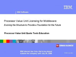 IBM Software Processor Value Unit Licensing for Middleware