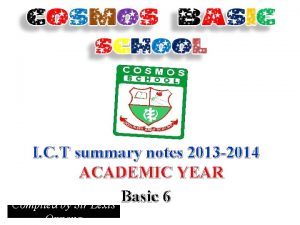 I C T summary notes 2013 2014 ACADEMIC