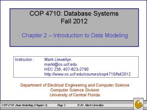 COP 4710 Database Systems Fall 2012 Chapter 2