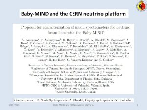 BabyMIND and the CERN neutrino platform 6112021 Baby