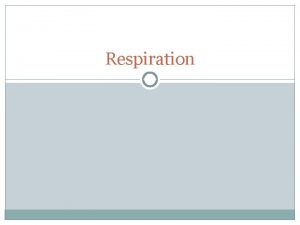 Respiration Respiration is the release of energy from