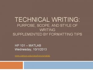 Scope of technical writing