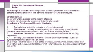 Chapter 18 psychological disorders