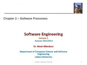 Chapter 2 Software Processes Software Engineering Lecture 1