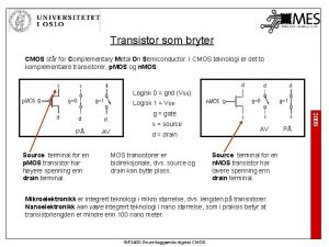 Transistor som bryter CMOS str for Complementary Metal