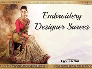 Glamorous Golden beige and Maroon Embroidery Designer Saree
