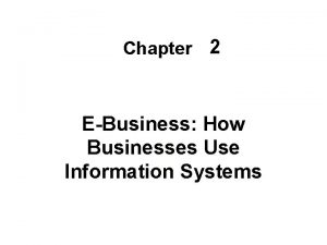 Chapter 2 EBusiness How Businesses Use Information Systems