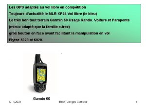 Les GPS adapts au vol libre en comptition