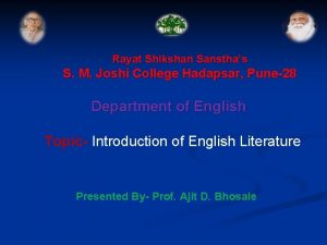 Rayat Shikshan Sansthas S M Joshi College Hadapsar