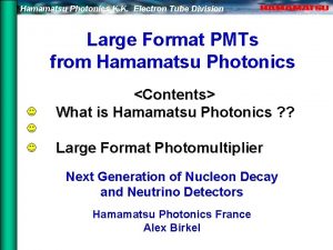 Hamamatsu Photonics K K Electron Tube Division Large