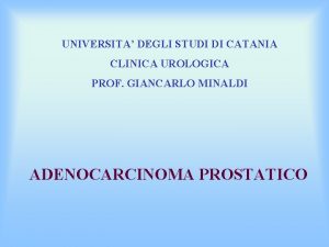 UNIVERSITA DEGLI STUDI DI CATANIA CLINICA UROLOGICA PROF