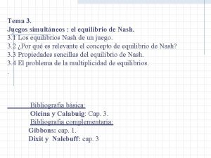 Tema 3 Juegos simultneos el equilibrio de Nash