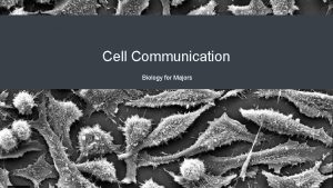 Cell Communication Biology for Majors Introduction to Cell