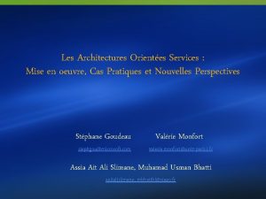 Les Architectures Orientes Services Mise en oeuvre Cas