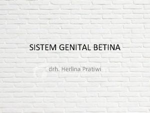 SISTEM GENITAL BETINA drh Herlina Pratiwi SISTEM REPRODUKSI