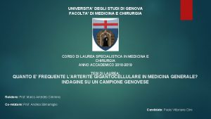 UNIVERSITA DEGLI STUDI DI GENOVA FACOLTA DI MEDICINA