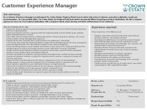 Customer experience manager job description