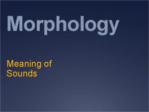 Morphology Meaning of Sounds Linguistics Phonetics Phonology Morphology