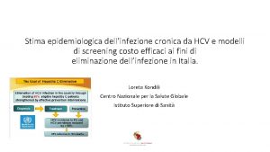 Stima epidemiologica dellinfezione cronica da HCV e modelli