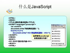 Java Script HTML HEAD TITLETITLE SCRIPT languagejavascript var