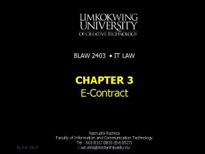 BLAW 2403 IT LAW CHAPTER 3 EContract BLAW