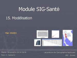 Module SIGSant 15 Modlisation Marc SOURIS Master Gographie