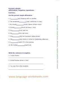 Present simple affirmative worksheet