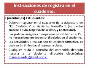 Instrucciones de registro en el cuaderno Queridosas Estudiantes