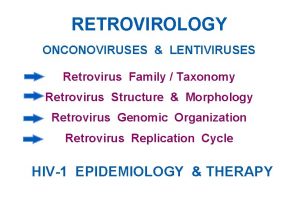 RETROVIROLOGY ONCONOVIRUSES LENTIVIRUSES Retrovirus Family Taxonomy Retrovirus Structure