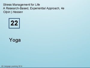 Stress Management for Life A ResearchBased Experiential Approach