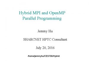 Hybrid MPI and Open MP Parallel Programming Jemmy