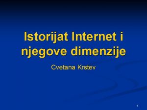 Istorijat Internet i njegove dimenzije Cvetana Krstev 1