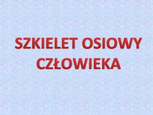 SZKIELET OSIOWY CZOWIEKA 1 Szkielet dorosego czowieka skada