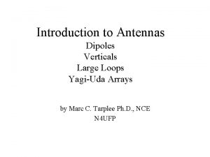 Introduction to Antennas Dipoles Verticals Large Loops YagiUda