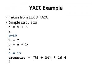 Simple calculator using lex and yacc