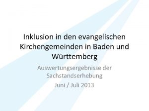 Inklusion in den evangelischen Kirchengemeinden in Baden und